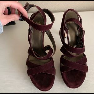 Stuart Weitzman Strappy Platform Heels - Suede 7